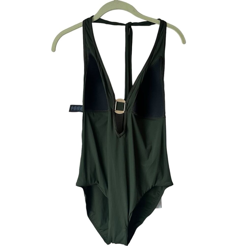 Amoressa Halter green with gold medal hardware One Piece Swimsuit Size 14